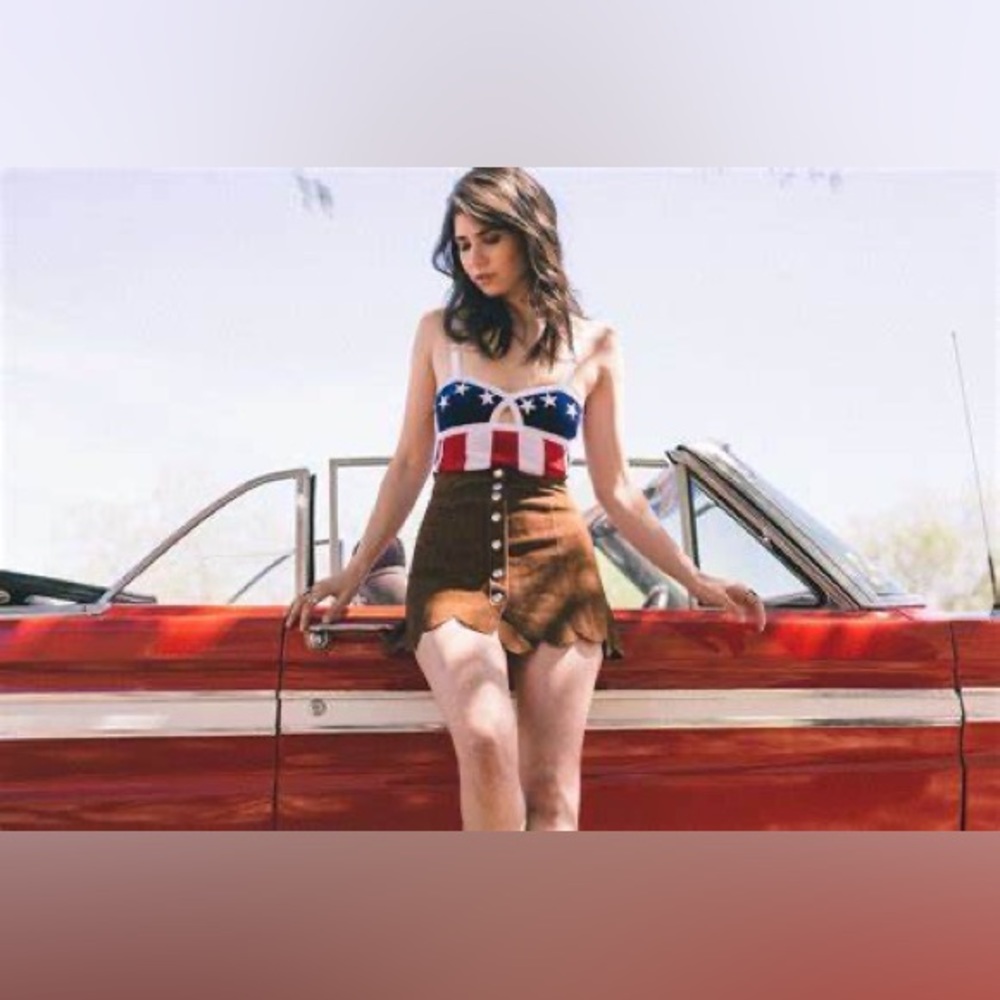 Solstice Intimates Red White Blue Americana 70s Dazed and Confused Bodysuit XL